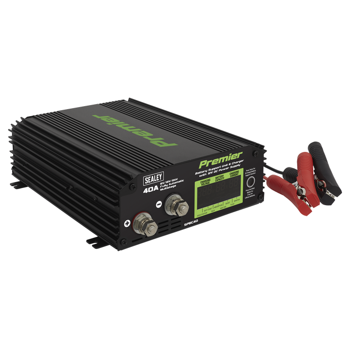 Sealey SPBC40 Battery Support Unit & Charger 40A 6/12/24V, Re-Boxed, Grade A, 12 Months Warranty