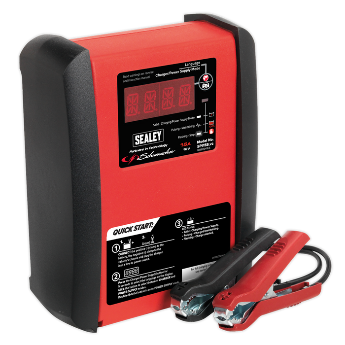 Sealey SPI15S 15A 12V Intelligent Speed Charge Battery Charger, Re-Boxed, Grade A, 12 Months Warranty