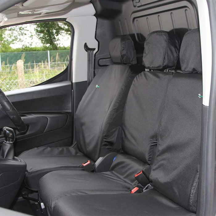 Fiat Doblo 2022 Front Seat Cover Set, Double Passenger, Black - TA4799+TA4812 - Town & Country