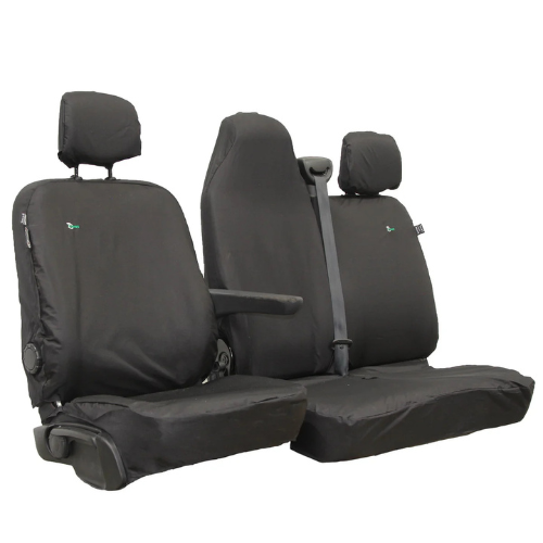 Seat Cover For Vauxhall Movano 2010 - 2021 Folding Double Passenger One Piece Base - Black, Town & Country - TA7165