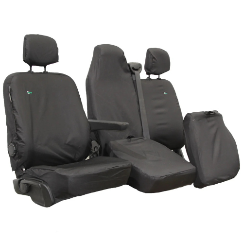Seat Cover For Nissan Nv400 2012 - 2022 Folding Double Passenger Two Piece Base - Black, Town & Country - TA7172
