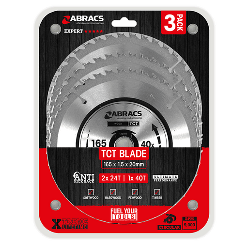 Abracs 3pcs 165mm TCT Blade Pack of 1, TCT1653