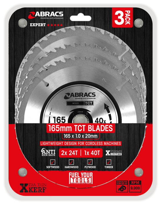 Abracs TCT Blade Pack, 3 Pcs 165mm - Cordless - Pack of 1, TCTC1653