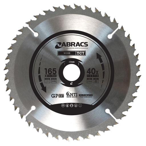 Abracs TCT Blade Wood - Cordless 165mm x 20mm x 40T, TCTC16540