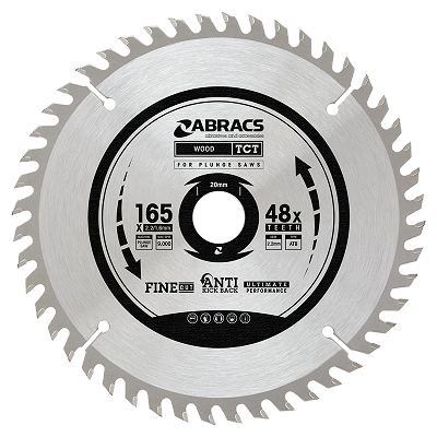 Abracs TCT Plunge Saw Blade 165 x 2.2/1.6 x 20mm 48T - Pack of 1, TCTP16548