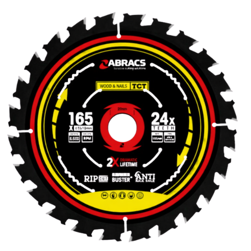 Abracs TCT Blade 190mm x 30mm x 24T - Wood with Nails - Pack of 1, TCTWN19024