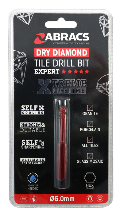 Abracs Diamond Tile Drill Bit - 6mm, TDB06