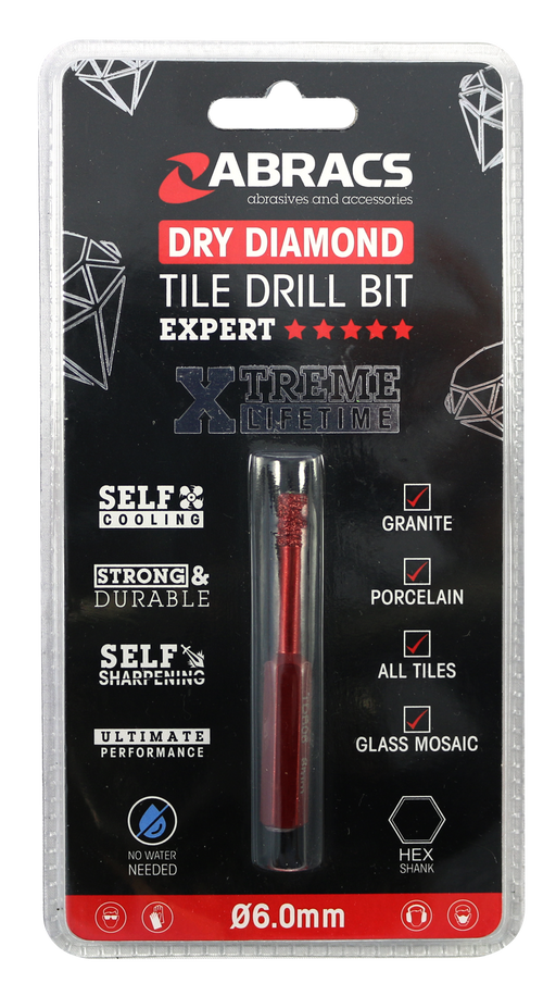 Abracs Diamond Tile Drill Bit - 6mm, TDB06