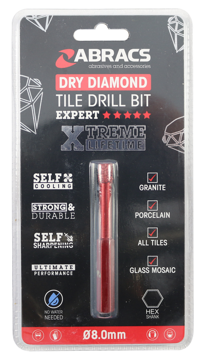Abracs Diamond Tile Drill Bit - 8mm, TDB08
