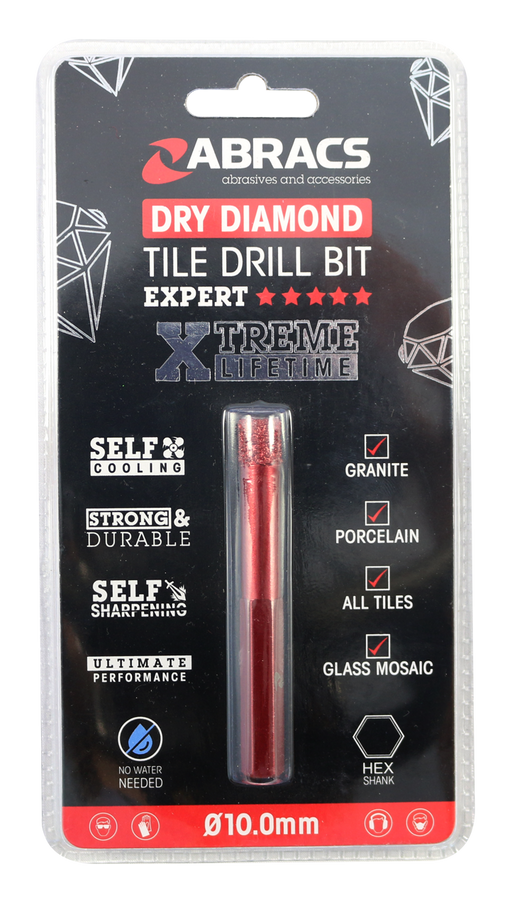 Abracs Diamond Tile Drill Bit - 10mm, TDB10