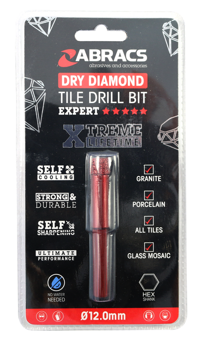 Abracs Diamond Tile Drill Bit - 12mm, TDB12