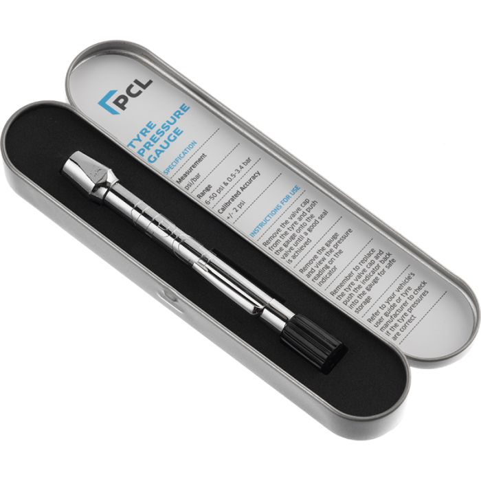 PCL TPG20H17 Tyre Pressure Gauge, In-Line Head, 6-50 psi & 0.5-3.4 bar