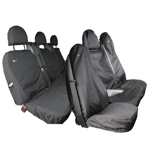 Seat Cover For Ford Transit Pre-2013 Front & Rear Fixed Double Bench Seat, Town & Country - TRSBLK+TRDBLK+TRCBLK