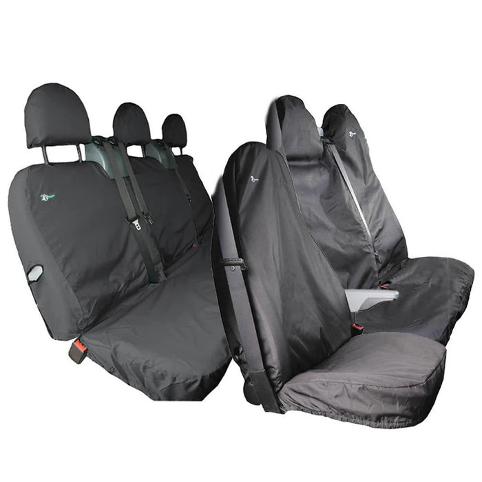 Ford Transit Pre-2013 Front & Rear Fixed Double Bench Seat Cover Set, Black - TRSBLK+TRDBLK+TRCBLK - Town & Country