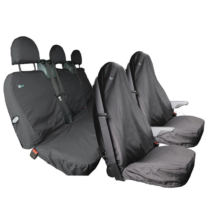 Ford Transit Pre-2013 Front & Rear Single Passenger Seat Cover Set, Black - TRSBLK+TRSBLK+TRCBLK - Town & Country
