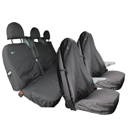 Seat Cover For Ford Transit Pre-2013 Front & Rear Single Passenger Seat, Town & Country - TRSBLK+TRSBLK+TRCBLK