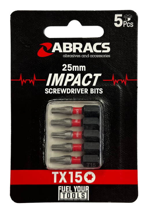 Abracs 25mm Impact S/D Bit - TX15 - 5(Pcs) Pack of 1, TX1505