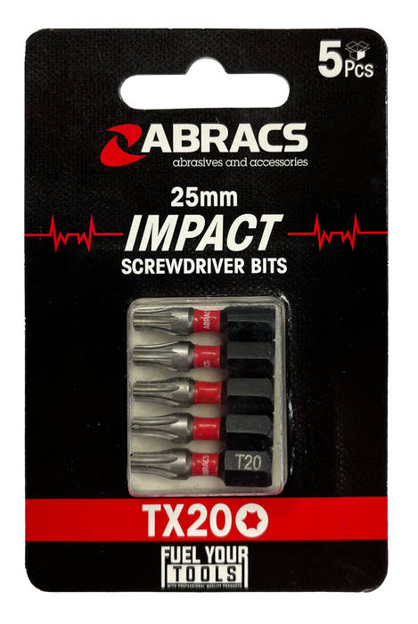 Abracs 25mm Impact S/D Bit - TX20 - 5(Pcs) Pack of 1, TX2005