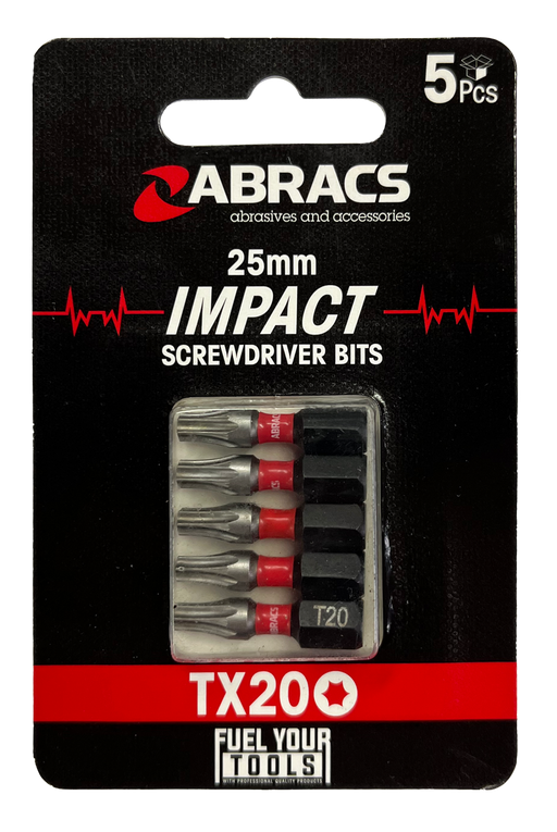 Abracs 25mm Impact S/D Bit - TX20 - 5(Pcs) Pack of 1, TX2005