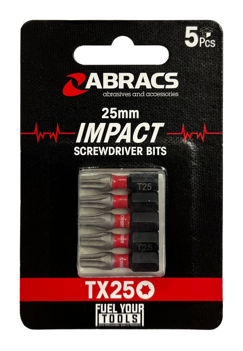 Abracs 25mm Impact S/D Bit - TX25 - 5(Pcs) Pack of 1, TX2505