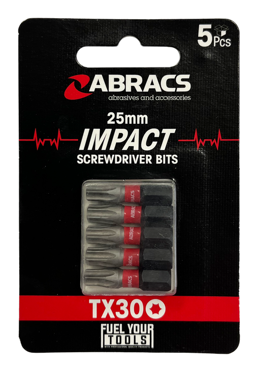 Abracs 25mm Impact S/D Bit - TX30 - 5(Pcs) Pack of 1, TX3005