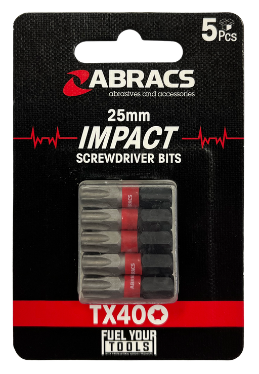 Abracs 25mm Impact S/D Bit - TX40 - 5(Pcs) Pack of 1, TX4005