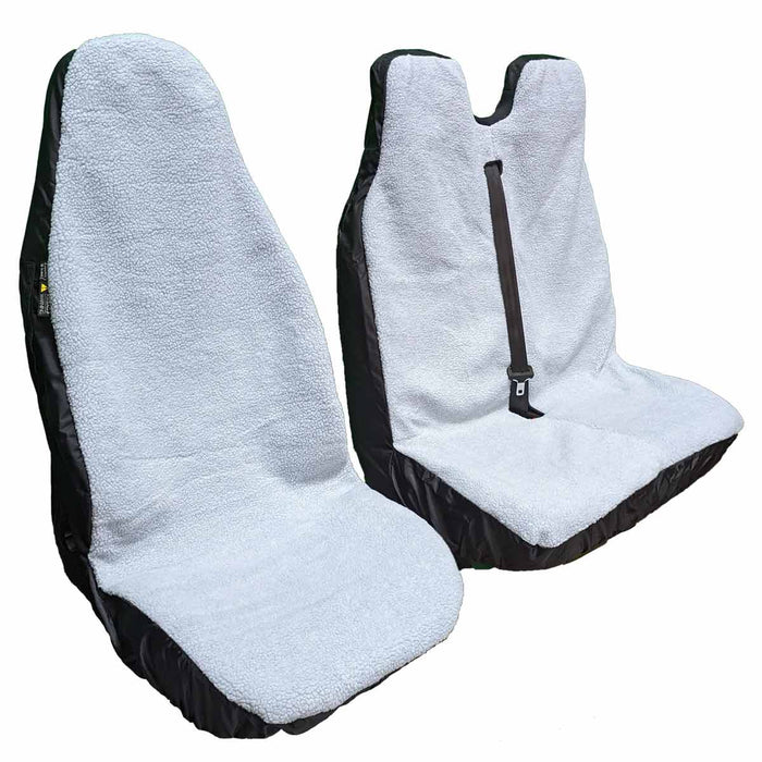 Van Driver & Dbl Psgr Seat Cover, Fluffy Sherpa Fleece - UN5048+UN6908 - Town & Country