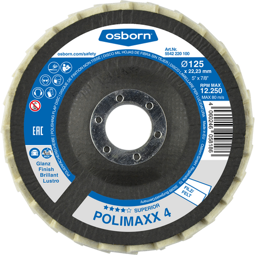 Osborn Polishing Flap Disc D125mm, Bore 22.23mm, Superior POLIMAXX 4 - 5542220100