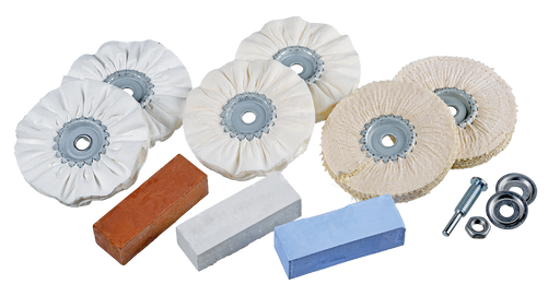 Polishing Set - 10 Piece, 2 Sisal & 4 NOTIFLEX Buffs, 3 Compounds + Shank, Osborn - 8603600010