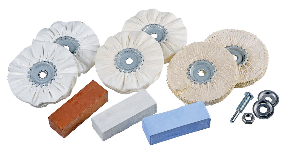 Osborn Polishing Set, 10 Piece with 2 Sisal & 4 NOTIFLEX Buffs, 3 Compounds + Shank - 8603600010