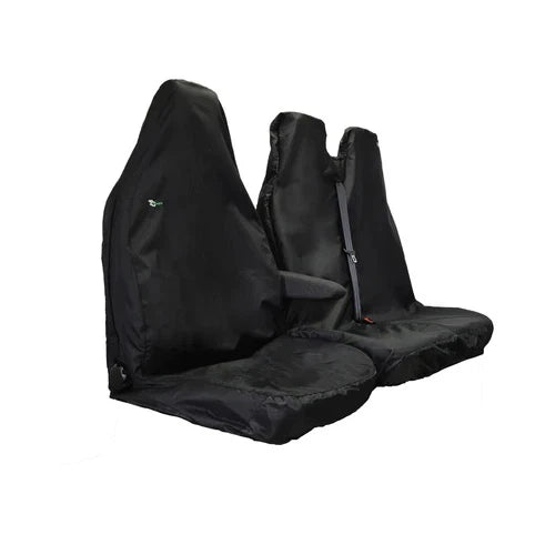 Seat Cover Set For Van, Front & Double Passenger Seat, Small - Size, Black, Town & Country - VBLK+3DFBLK
