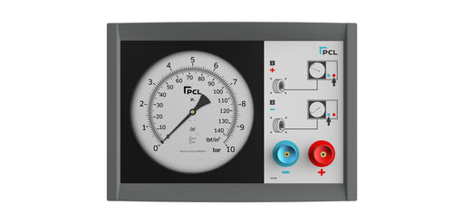 PCL WM3H02 Push Button Wall Meter 0-140 psi & 0-10 bar 7.6m Air Hose & Straight Air Connector (CH2)