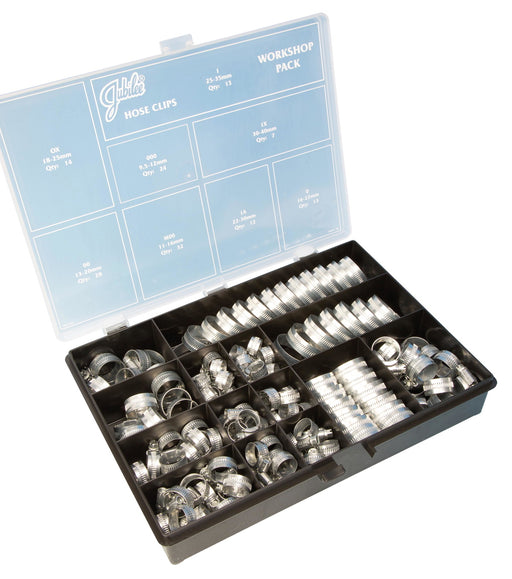 Jubilee WP143 Hose Clip Workshop Pack (143 Clips Contained in a Plastic Box)