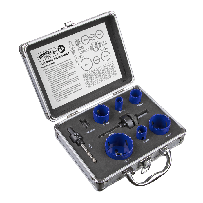Sealey WSEHSK Hole Saw Kit 9pc - Electricians