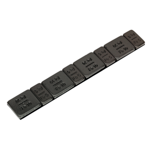 Sealey WWSA510B Wheel Weight 5 & 10g Adhesive Zinc Plated Steel Black Strip of 8 (4 x Each Weight) Pack of 50