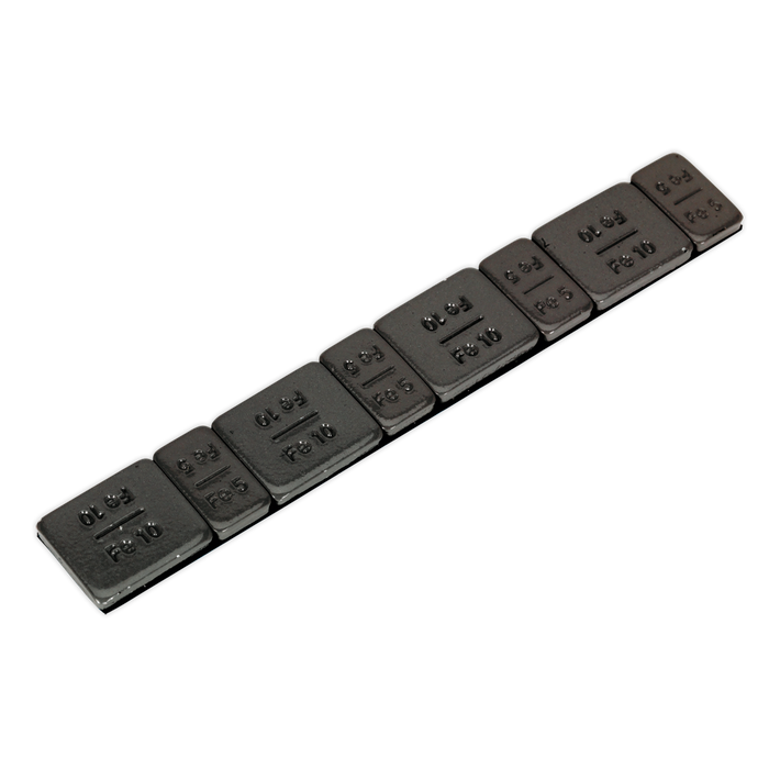 Sealey WWSA510B Wheel Weight 5 & 10g Adhesive Zinc Plated Steel Black Strip of 8 (4 x Each Weight) Pack of 50