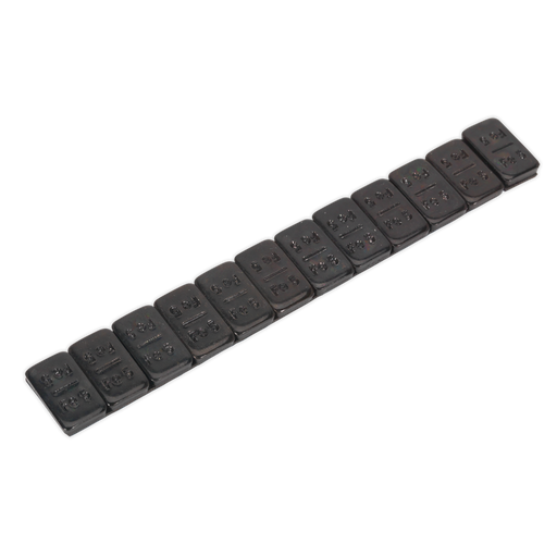 Sealey WWSA5B Wheel Weight 5g Adhesive Zinc Plated Steel Black Strip of 12 Pack of 50