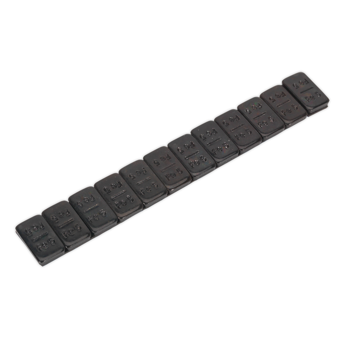 Sealey WWSA5B Wheel Weight 5g Adhesive Zinc Plated Steel Black Strip of 12 Pack of 50