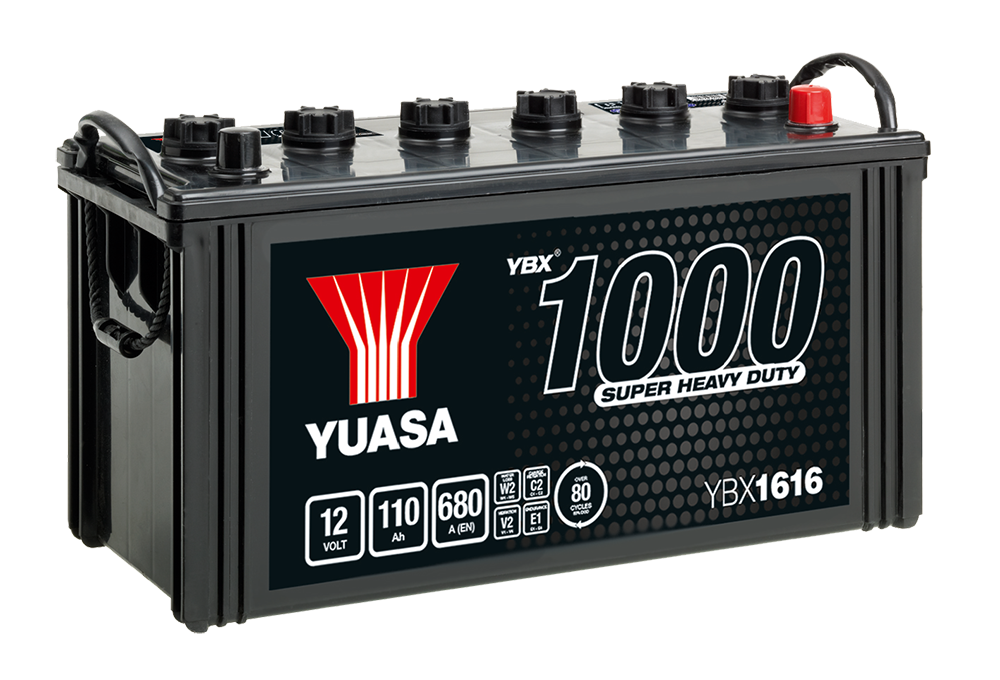 Yuasa YBX1616 12V 110Ah 680A Super Heavy Duty Commercial Vehicle Battery, 2 Years Warranty