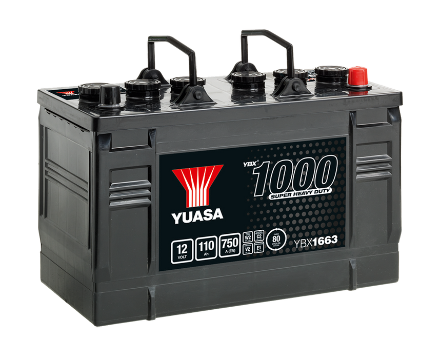 Yuasa YBX1663 12V 110Ah 750A Super Heavy Duty Commercial Vehicle Battery, 3 Years Warranty