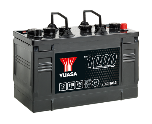 Yuasa YBX1663 12V 110Ah 750A Super Heavy Duty Commercial Vehicle Battery, 3 Years Warranty