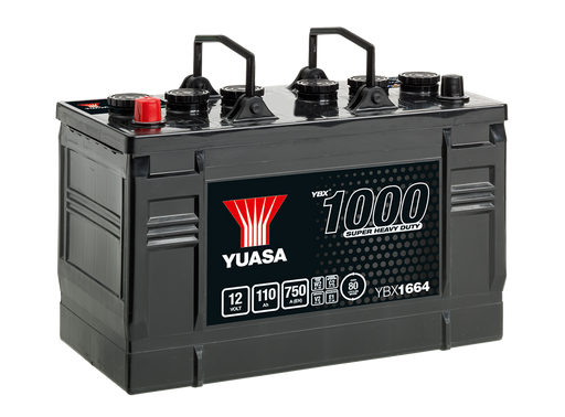 Yuasa YBX1664 12V 110Ah 750A Super Heavy Duty Commercial Vehicle Battery, 3 Years Warranty
