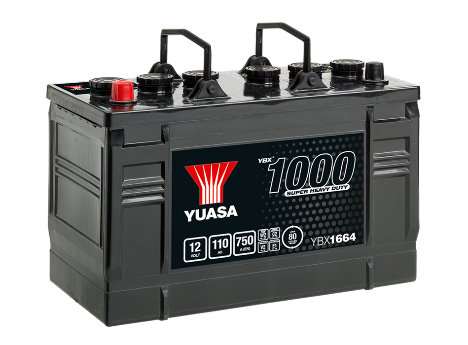 Yuasa YBX1664 12V 110Ah 750A Super Heavy Duty Commercial Vehicle Battery, 3 Years Warranty