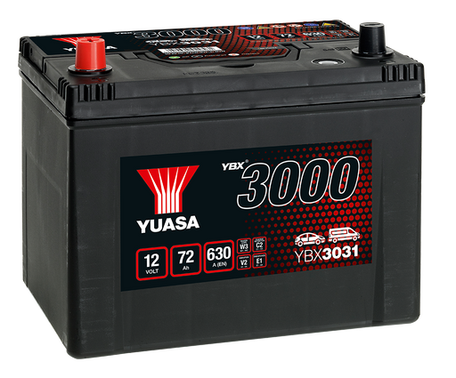 Yuasa YBX3031 12V 72Ah 630A SMF Battery, 4 Years Warranty