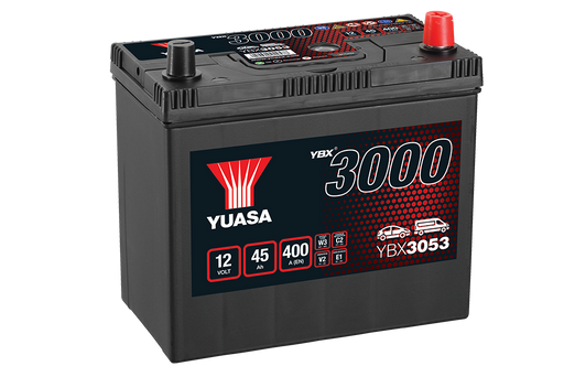 Yuasa YBX3053 12V 45Ah 400A SMF Battery (+Adaptor T3 toT1), 3 Years Warranty
