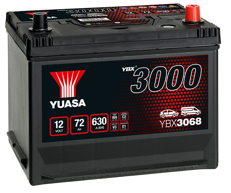 Yuasa YBX3068 12V 72Ah 630A SMF Battery, 4 Years Warranty