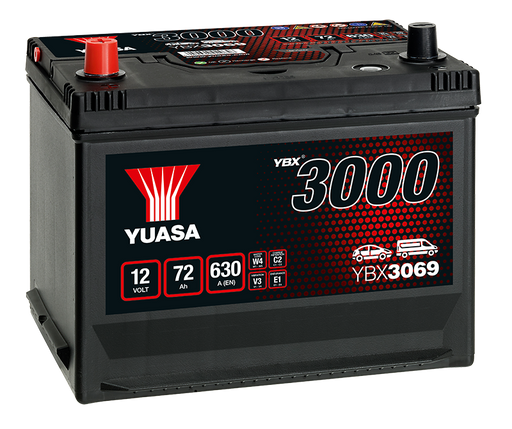 Yuasa YBX3069 12V 72Ah 630A SMF Battery, 1 Year Warranty