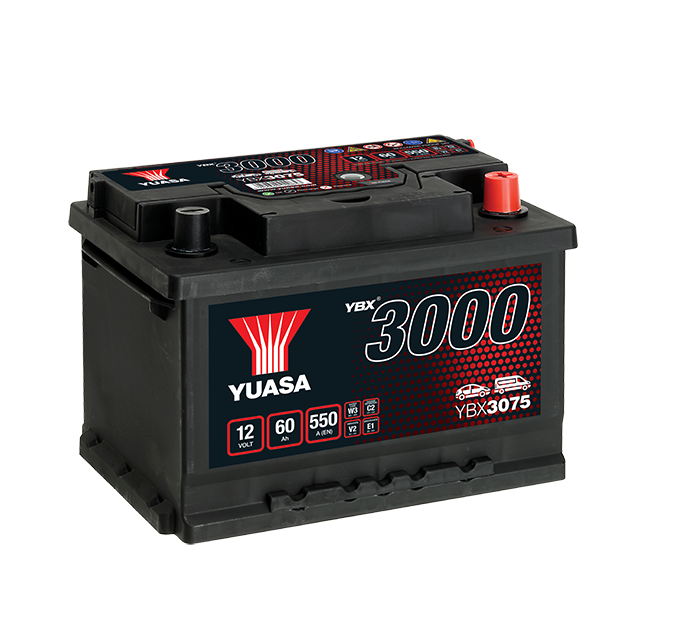 Yuasa YBX3075 12V 60Ah 550A SMF Battery, 3 Years Warranty