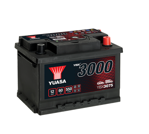 Yuasa YBX3075 12V 60Ah 550A SMF Battery, 3 Years Warranty