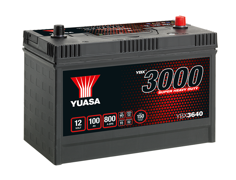 Yuasa YBX3640 12V 100Ah 800A Super Heavy Duty SMF Commercial Vehicle Battery, 2 Years Warranty